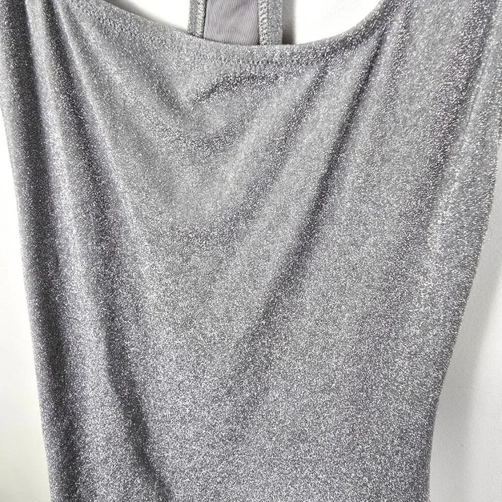 SKIMS Glitter Swim Metallic Dress Cover Up 2X Nickel Silver
